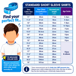 Leavers Shirts sizes